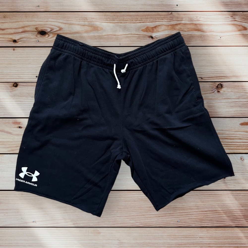 Men's Under Armour Rival Black Terry Shorts
